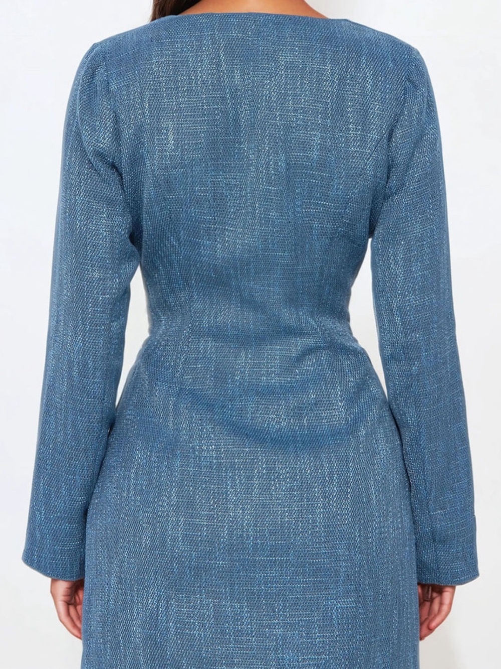 Fashion Nova Blue Button-Front Mini Dress with Gold Buttons - Picture 2 of 7